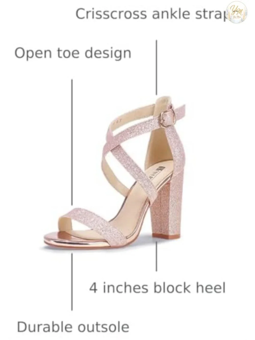 Strappy Heels Chunky High Open Toe Ankle Strap Heeled Sandals Bridal Wedding